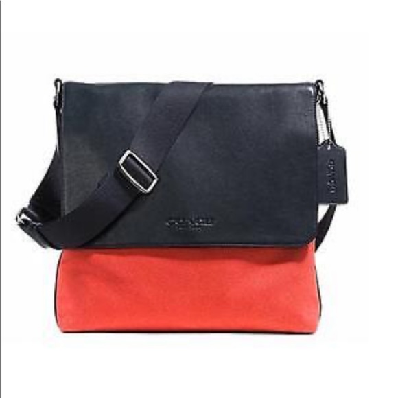 Coach men’s map bag crossbody in coral - Picture 3 of 5